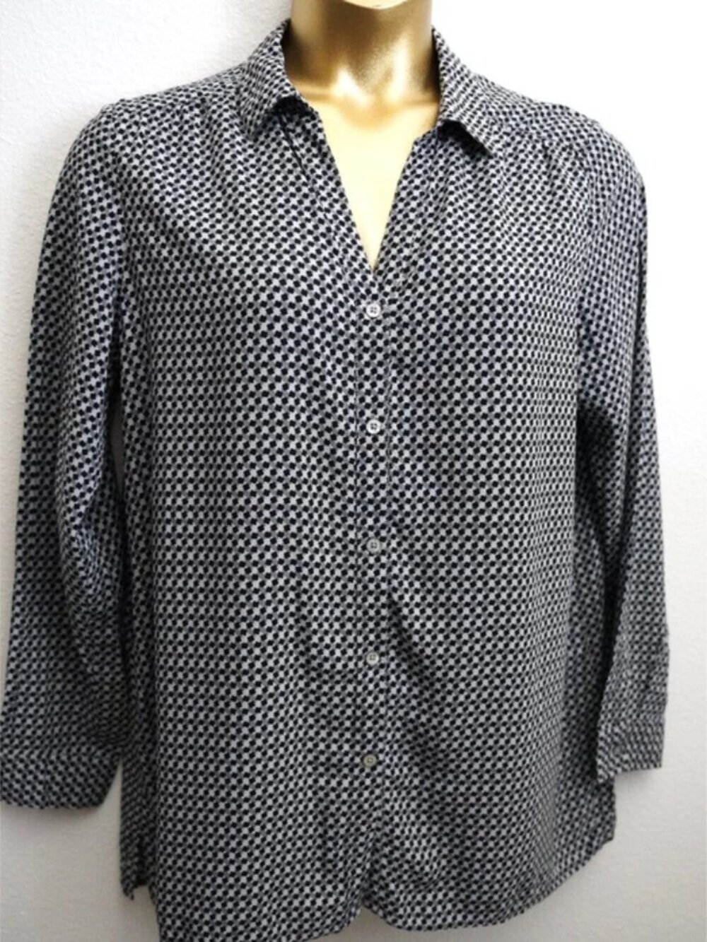 J.JILL Abstract Print Rayon Geometric Tunic Blouse size L